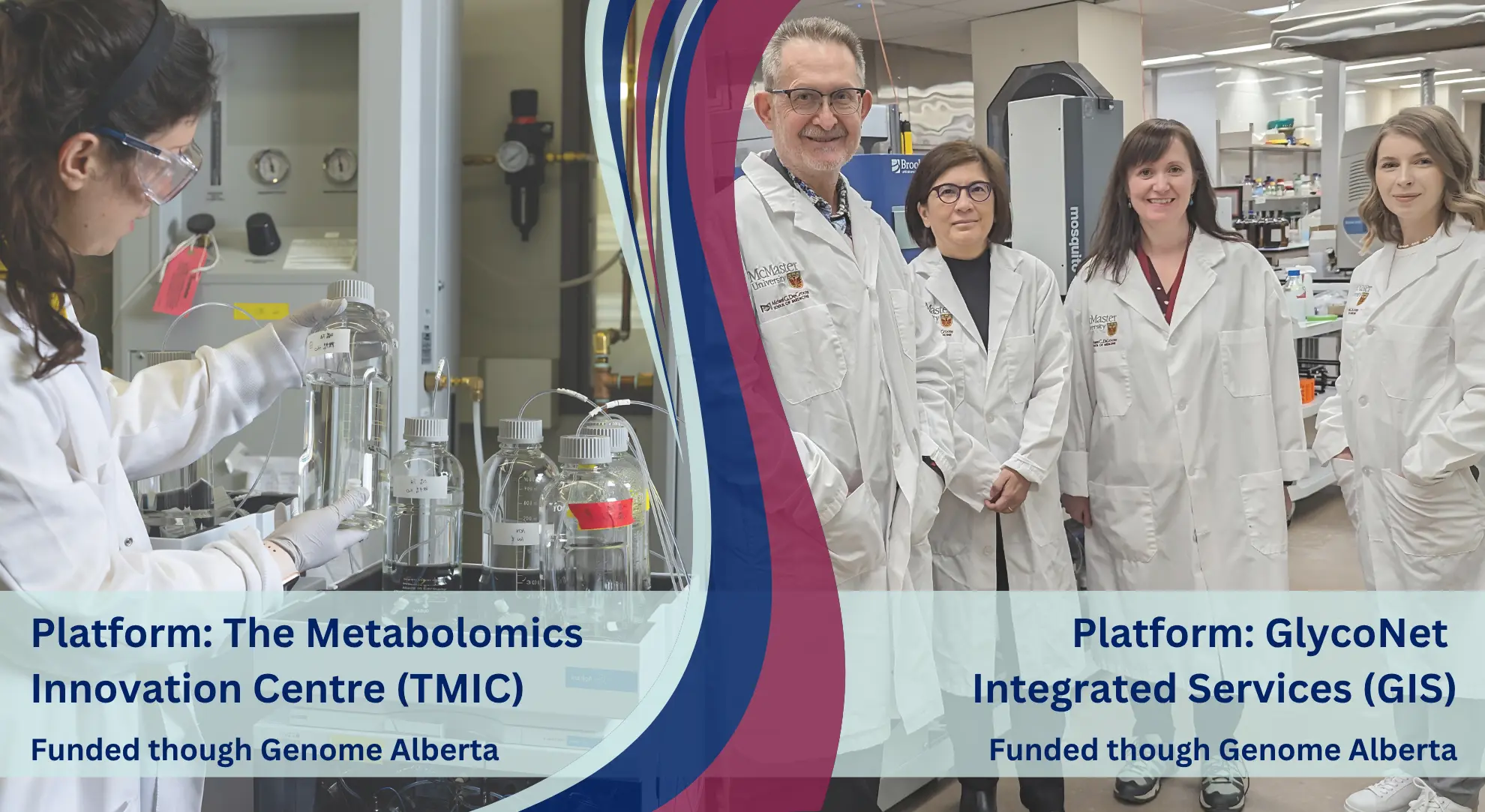 Researcher quantifying metabolites in TMIC lab (left) and the research team in the GlycoNet lab (right)